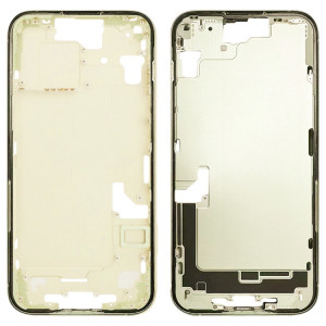 Pour iPhone 15 Cadre central Plaque de lunette avec touches latérales + plateau de carte, Version : Version chinoise (jaune) SH102B634-20