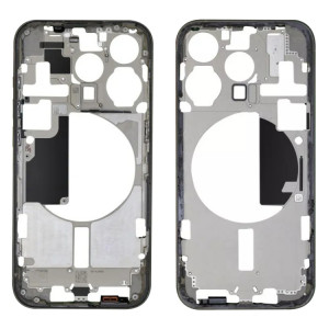 Pour iPhone 15 Pro Cadre central Plaque de lunette avec touches latérales + plateau de carte, Version : Version américaine (noir) SH602A1796-20