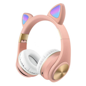 Casque de jeu sans fil Bluetooth à oreilles de chat avec lumière (rose) SH001C404-20