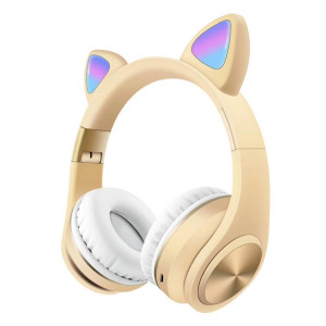 Casque de jeu sans fil Bluetooth à oreilles de chat avec lumière (or) SH001D1109-20