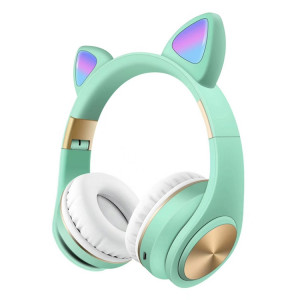 Casque de jeu sans fil Bluetooth à oreilles de chat avec lumière (vert) SH001F1524-20