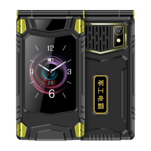 Téléphone robuste à double écran M7+ 4G, 2,8 pouces à l'intérieur, 2,4 pouces à l'extérieur, batterie 6800mAh, 24 touches, lampe de poche, réseau : 4G, double SIM, SOS, prise : prise américaine (noir) SH402A1580-20