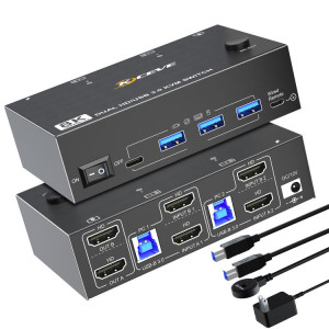 Commutateur KVM double écran 8K 60 Hz USB3.0 / HDMI 2 ports KC-KVM8202, SH6302146-20