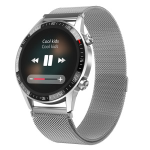 Q88 Montre intelligente Bluetooth à double mode à écran tactile de 1,28 pouces, moniteur de sommeil / moniteur de fréquence cardiaque / surveillance de la pression artérielle (bracelet milanais argenté) SH901B943-20