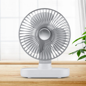 D77 4W Micro USB et USB-C / Type-C Rechargeable Portable Ventilateur de bureau à secousse de tête automatique réglable à quatre vitesses (argent) SH512W143-20