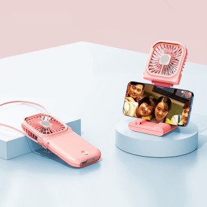 Ventilateur de bureau portatif de ventilateur portable de pochette de poche F30 pliante Mute USB suspendue ventilateur de cou, version améliorée (rose) SH831F1952-20