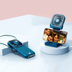 Ventilateur de bureau portable de poche de pochette de poche F30 Pliant Mute USB suspendue ventilateur de col, version améliorée (bleu) SH831L1092-20