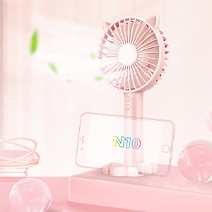 Ventilateur électrique de support de bureau multifonction N10, avec contrôle à 3 vitesses (rose) SH200F774-20
