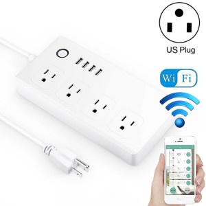 4 ports USB + 4 x US Plug Jack télécommande WiFi Smart Power Socket Fonctionne avec Alexa et Google Home, AC 110-240 V, prise américaine S482DW1837-20