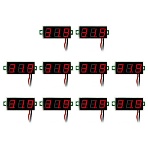 Tensiomètre numérique ajustable 2 fils, 0,28 pouce, Affichage couleur, Tension de mesure: DC 2.5-30V (Rouge) SH100R1701-20