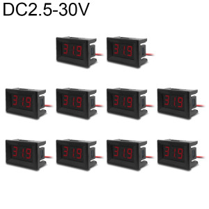 Tensiomètre numérique 10 PCS 0,36 pouces à 2 fils avec coque, écran couleur, Tension de mesure: CC 2,5-30 V (rouge) SH102R675-20