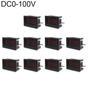 10 PCS 0.36 inch Tensiomètre numérique avec coque, écran couleur, Tension de mesure: DC 0-100V (rouge) SH103R1965-20
