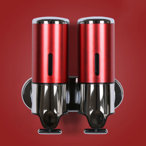 Distributeur manuel de douche à double hôtel fixé au mur, bouteille de savon de lavage de shampoing liquide, capacité: 1000 ml (rouge foncé) SH507A1705-20