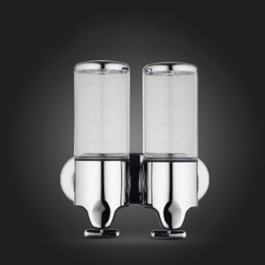 Douche d'hôtel double distributeur manuel fixé au mur lavage bouteille de savon de shampooing liquide, capacité: 1000 ml (transparent) SH507T478-20