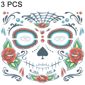 Autocollants provisoires imperméables de tatouage de visage de 3 PCS Halloween, taille: 240 * 210mm SH1945125-20