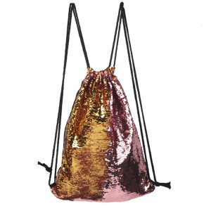 Mermaid Glittering Sequin Drawstring Sports Backpack Sac à bandoulière (or rose) SH88FJ1300-20