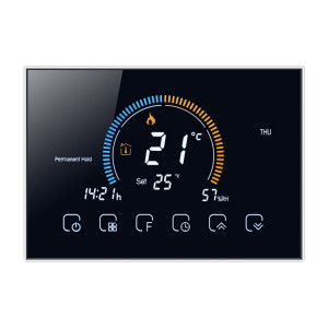 BHT-8000-GA Contrôle du chauffage de l'eau Économie d'énergie et respect de l'environnement Smart Home Affichage négatif Écran LCD Thermostat d'ambiance rond sans WiFi (Noir) SH017B291-20