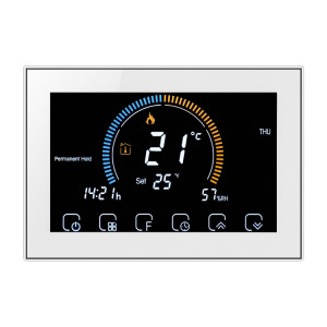 BHT-8000-GA Contrôle du chauffage de l'eau Économie d'énergie et respectueux de l'environnement Smart Home Affichage négatif Écran LCD Thermostat d'ambiance rond sans WiFi (blanc) SH017W1845-20