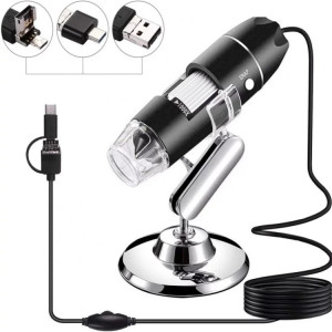 Capteur d'image 1000X Magnifier HD 0.3MP Microscope numérique USB 3 en 1 avec 8 LED et support professionnel (gris) SH051H1267-20