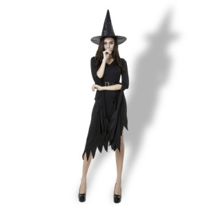 Sortie irrégulière noire jupe longue Costume d'Halloween Robe de sorcellerie avec spectacle de cosplay, M, Poitrine: 88 cm, Tour de taille: 72 cm, Longueur de la jupe: 108 cm SH3532542-20
