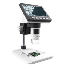 Microscope de bureau numérique électronique portable 50X-1000X 1080P avec lumière LED, Carte de support micro SD (32 Go max.) (Blanc) SH230W1508-20