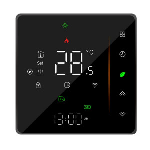BHT-006GCLW 95-240V AC 5A Thermostat de chauffage à domicile SMART pour la boîte de l'UE, chauffage de la chaudière de contrôle avec un seul capteur interne, WiFi (Noir) SH888B1230-20