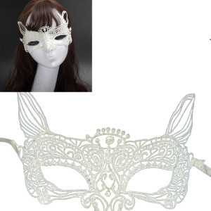 Mascarade halloween fête danse sexy lady dentelle masque roi chat (blanc) SH946W444-20