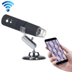 Capteur d'image HD de loupe 50X ~ 1000X 1920x1080P USB WiFi Microscope numérique avec 8 LED et support professionnel (Noir) SH008B711-20