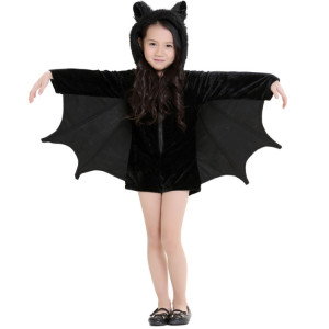 Costume Halloween Enfants et femmes chauve-souris vampire Vêtements Performance sur scène, Vêtements Cosplay, Taille: XS, Buste: 76 cm, Vêtements longs: 57 cm, Hauteur suggérée: 100-120 cm SH62291362-20