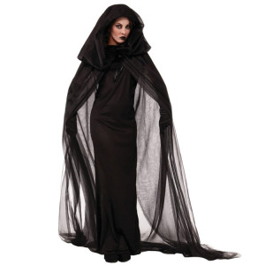 Costume d'Halloween Soirée Wandering Soul Ghost Dress Robe de Sorcière Nightclub Rave Party Service, Taille: XS, Buste: 78cm, Vêtement Longue: 100cm, Cape Longueur: 180cm SH6235808-20