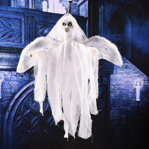 Volant suspendu fantôme son effrayant et se déplacer pour les décorations d'Halloween (blanc) SH352W726-20