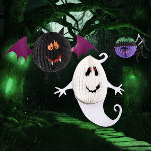 3 PCS / Set Creative Drôle Halloween Fantôme Chauves-Souris Araignée Pendentif Papier Décoration et Accessoires Horreur SH63631911-20