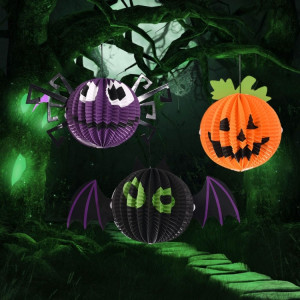 3 PCS / Set Creative Drôle Halloween Citrouille Halloween Chauves-souris Araignée Pendentif Papier Décoration et Accessoires Horreur SH6364615-20
