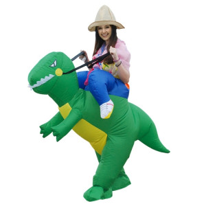Costume de fête d'Halloween en costume de polyester fantaisie de dinosaure gonflable opéré pour adulte, hauteur recommandée: de 1,5 à 1,9 m (Vert) SH368G900-20