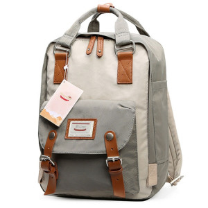 Mode sac à dos de voyage décontracté pour ordinateur portable sac étudiant avec poignée, taille: 38 * 28 * 15cm (ivoire + gris clair) SH65AJ1963-20