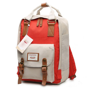 Mode sac à dos de voyage décontracté pour ordinateur portable sac étudiant avec poignée, taille: 38 * 28 * 15cm (ivoire + rouge) SH665U512-20
