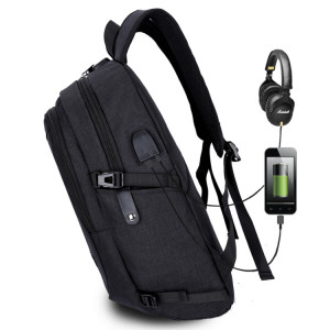 Multifonctionnel grande capacité voyage sac à dos décontracté sac d'ordinateur portable avec interface de charge USB externe et prise casque et verrouillage antivol pour hommes (noir) SH071B496-20