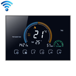 BHT-8000-GALW Contrôle du chauffage de l'eau Économie d'énergie et respectueux de l'environnement Smart Home Affichage négatif Écran LCD Thermostat d'ambiance rond avec WiFi (Noir) SH918B651-20