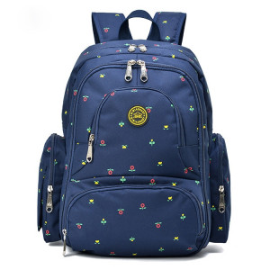 Mode Voyage Multifonctionnel Mère Sac À Bandoulière Maternité Momie Nappy Sac À Dos, Taille: 18 * 30 * 43 cm (Fleur Bleu Foncé) SH584D1581-20