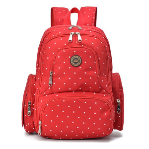 Mode Voyage Multifonctionnel Mère Sac À Bandoulière Maternité Momie Nappy Sac À Dos, Taille: 18 * 30 * 43 cm (Point Rouge) SH584H1085-20