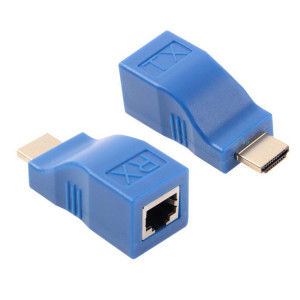 Adaptateur d'extension HDMI vers RJ45 (récepteur et émetteur) par câble Cat-5e / 6, distance de transmission: 30 m (bleu) SH003L313-20