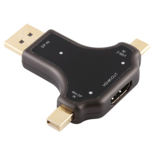 Adaptateur D63A DisplayPort + Mini DP + UCB-C / Type-C mâle vers HDMI femelle 3 en 1 SH00961058-20