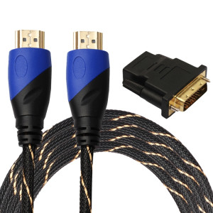 3m HDMI 1.4 Version 1080P Woven Net Line Bleu Noir Head HDMI Mâle vers HDMI Mâle Audio Connecteur Vidéo Câble adaptateur avec jeu d'adaptateurs DVI SH0128865-20