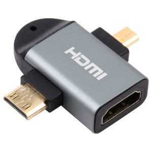 2 en 1 mini HDMI mâle + micro HDMI mâle à l'adaptateur tête plaqué or femme HDMI SH0202650-20