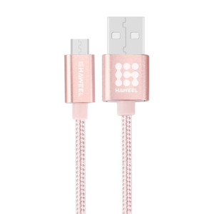 HAWEEL 1m tête en métal de Style tissé 3A câble de charge de données de synchronisation micro USB à USB haute intensité, Pour Samsung, Huawei, Xiaomi, LG, HTC et autres smartphones (or rose) SH24RG258-20