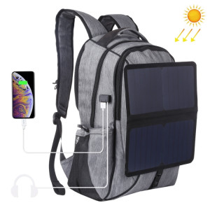 HAWEEL 14W pliable amovible énergie solaire extérieure toile portable double épaule sac à dos pour ordinateur portable, sortie USB: 5V 2.1A Max (gris) SH123H1429-20