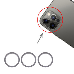Anneau de protection en métal pour objectif en verre de caméra arrière 3 PCS pour iPhone 12 Pro (graphite) SH13GR278-20