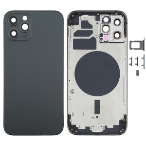 Couvercle arrière du boîtier avec plateau de la carte SIM, touches latérales et objectif de l'appareil photo pour iPhone 12 Pro (noir) SH77BL751-20