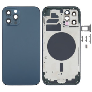 Couvercle arrière du boîtier avec plateau pour carte SIM, touches latérales et objectif de l'appareil photo pour iPhone 12 Pro (bleu) SH77DL398-20