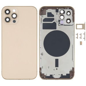 Couvercle arrière du boîtier avec plateau pour carte SIM, touches latérales et objectif de l'appareil photo pour iPhone 12 Pro (or) SH77JL1220-20